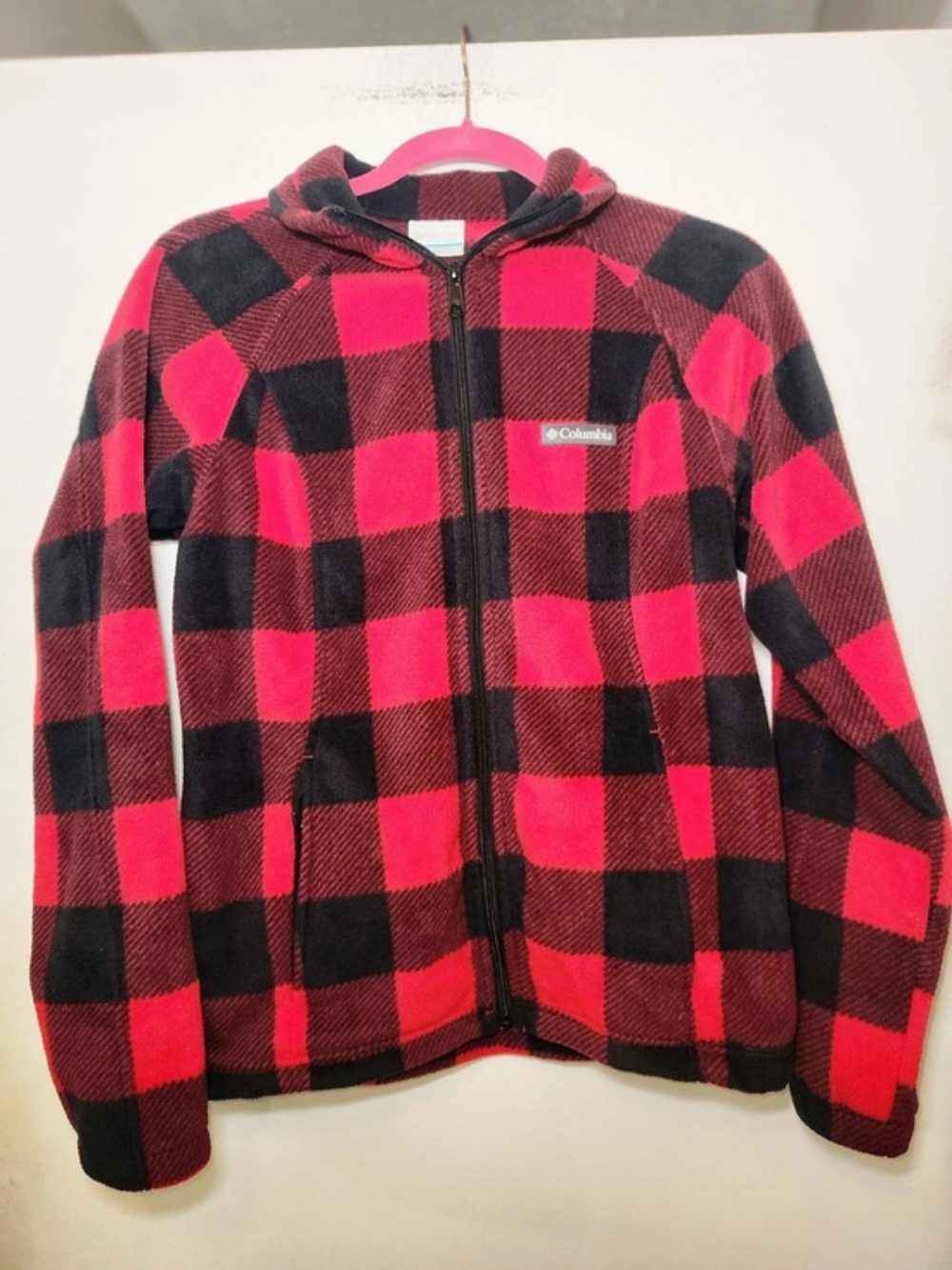 Columbia B3nton Springs Women's Full Zip Fleece Jacket Red & Black Check Medium